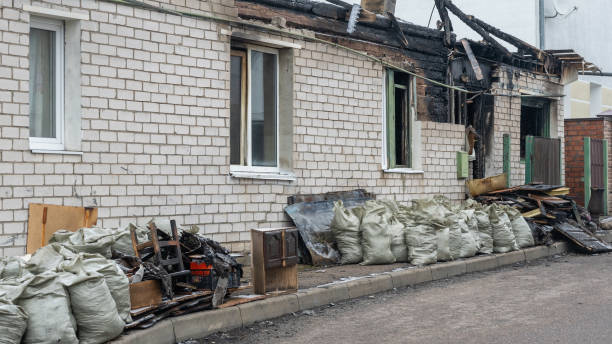 Professional Fire Damage Restoration technician working in Columbus, NJ